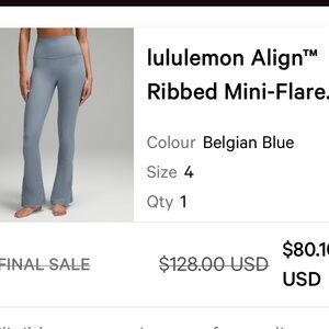 Lululemon Athletica Ribbed Pants in Light Blue